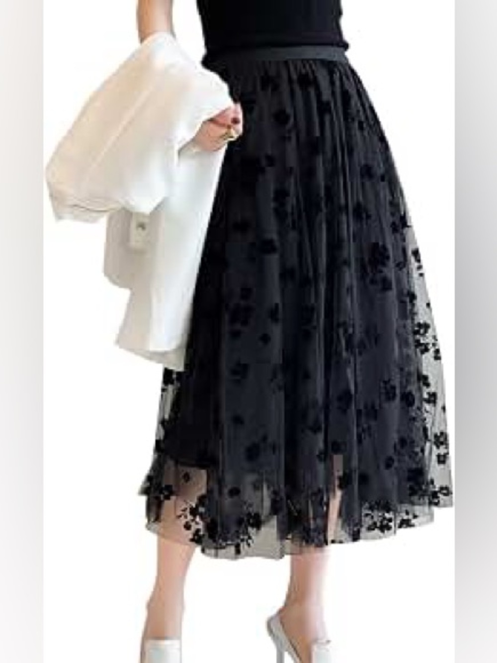 Tulle Floral Midi Skirt - Picture 6 of 6